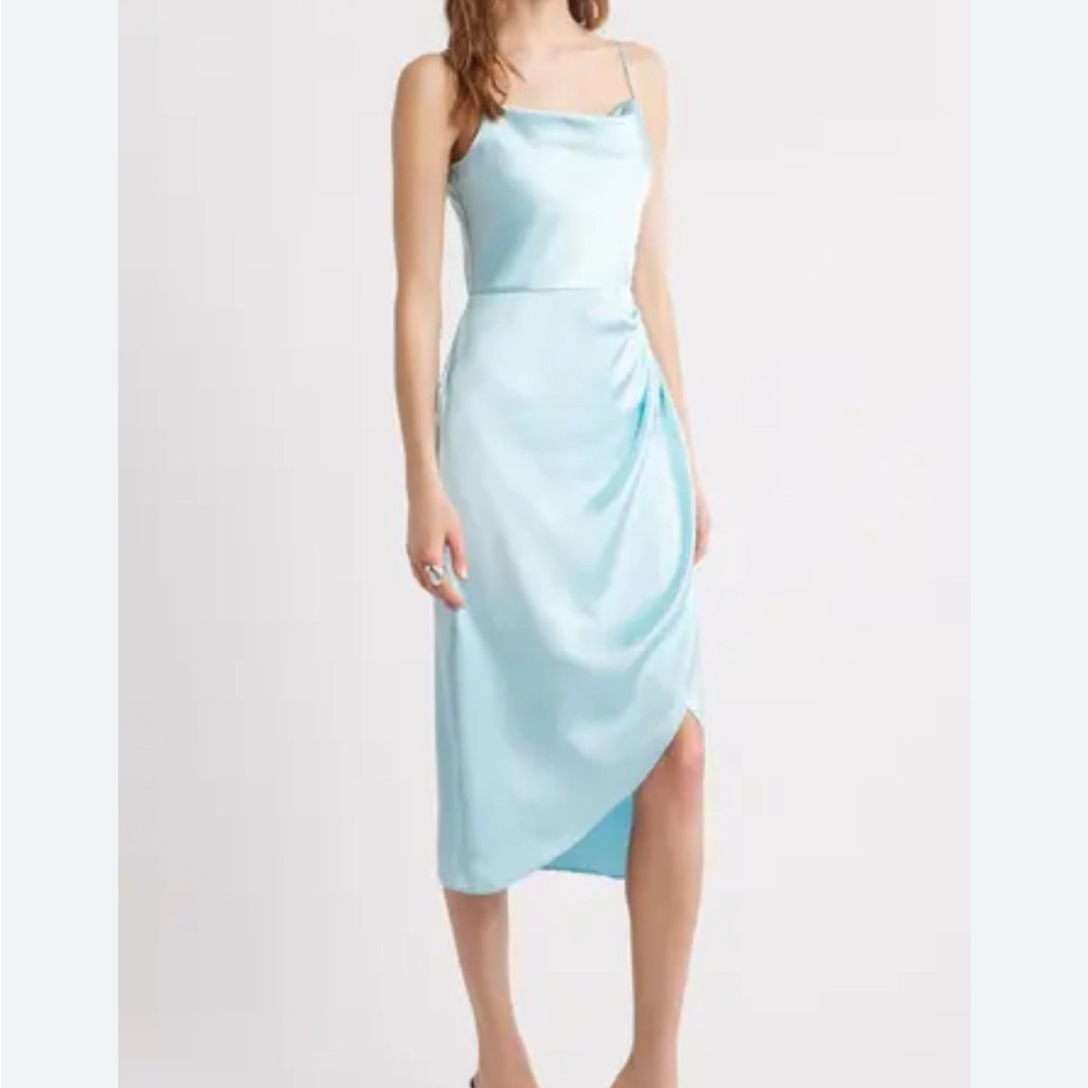 5.) Open Edit Chic Light Blue Midi Dress